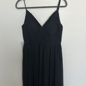 Azazie Serena Black V-Neck Spaghetti Strap Dress